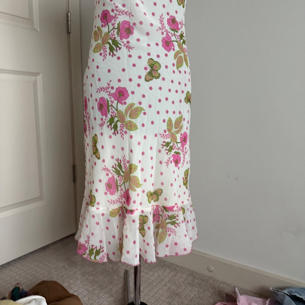 Vintage Y2K Floral Print Lace Detail Sequin Midi Dress - Picture 4 of 10